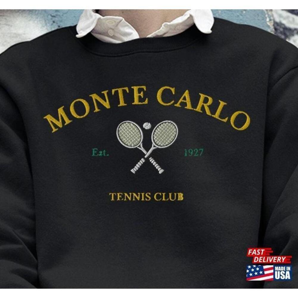 Monte CarloSweatshirt Embroidered Tennis Crewneck Tshirt